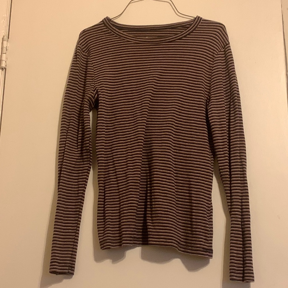 Stripped long sleeve, brown, cream, and black